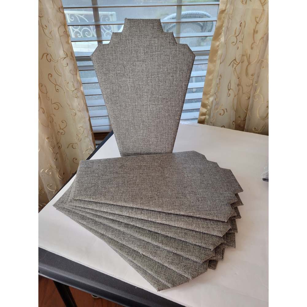 Lot of 6 Grey Linen Necklace Display Stands Jewelry Bust Organizers 11 Inch